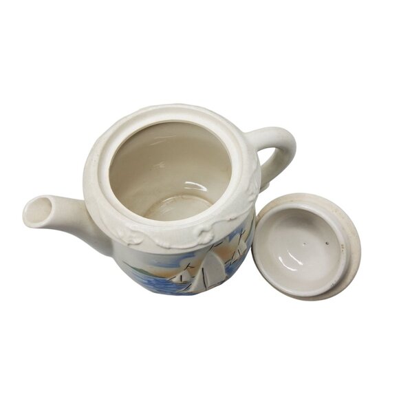 Vintage Porcelier Ironstone Teapot With Sailboat Design - Picture 9 of 10